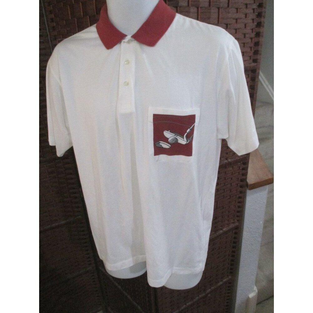 Vintage Arrow Men's Golf Theme Polo Shirt 19th Hole Double Sided Size Medium